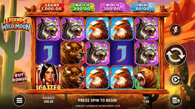 Legends of the Wild Moon - игрален екран 5x3